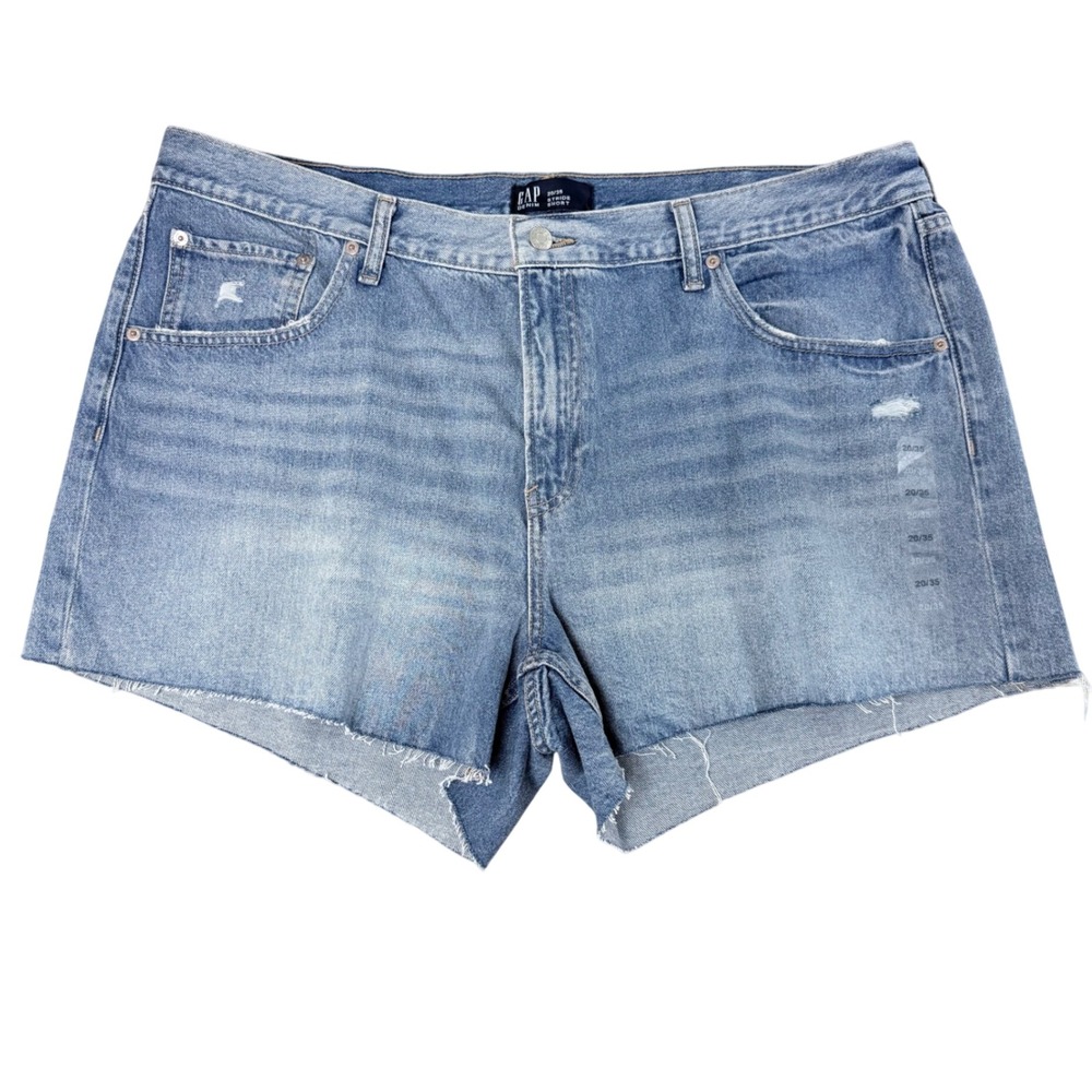 NEW Gap Denim Stride Short Light Wash Distressed Raw Hem HighRise 100% Cotton 35